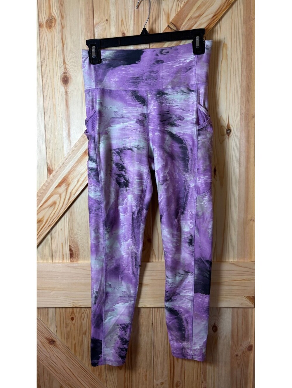 Bally Purple Abstract Print Leggings with Side Pockets Size Medium